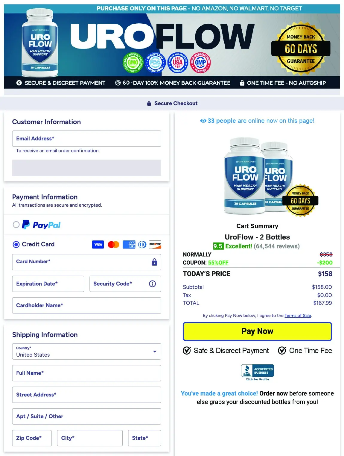 UroFlow CheckOut Page